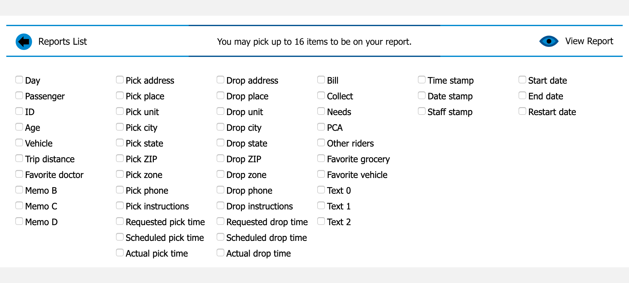 Report generator fields